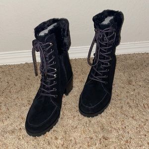Brand new black Aerosoles black fur ankle boots
